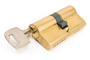 Knob cylinder with key in it